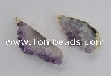 NGP2358 30*50mm - 30*65mm freeform druzy amethyst pendants