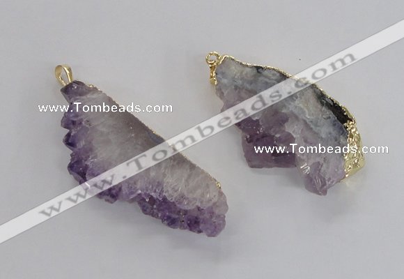 NGP2358 30*50mm - 30*65mm freeform druzy amethyst pendants