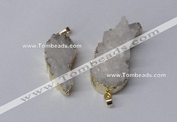 NGP2360 18*35mm - 22*45mm wing-shaped druzy quartz pendants