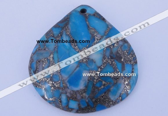 NGP237 40*40mm dyed golden turquoise & pyrite gemstone pendants