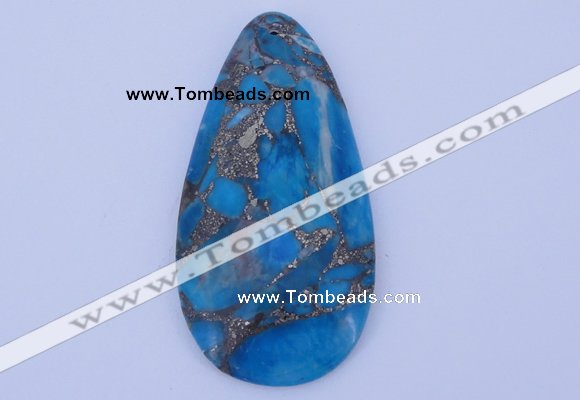 NGP240 30*60mm dyed golden turquoise & pyrite gemstone pendants