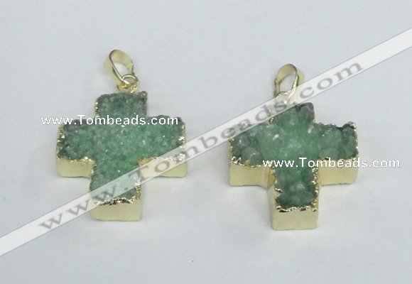 NGP2402 25*26mm - 27*28mm cross druzy agate pendants wholesale