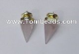 NGP2405 18*35mm - 20*40mm cone rose quartz pendants wholesale