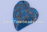 NGP241 39*47mm dyed golden turquoise & pyrite gemstone pendants