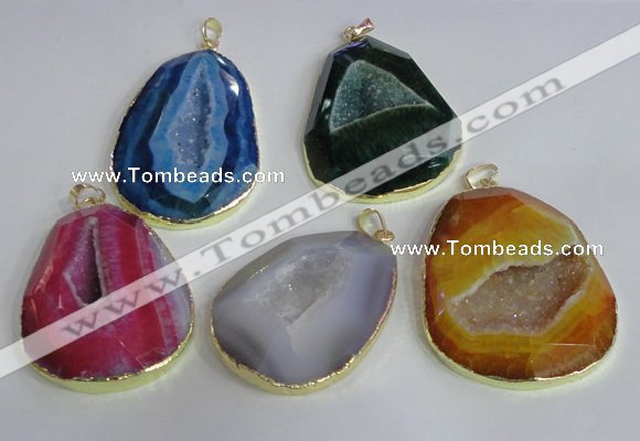 NGP2437 30*40mm - 40*45mm freeform druzy agate pendants wholesale