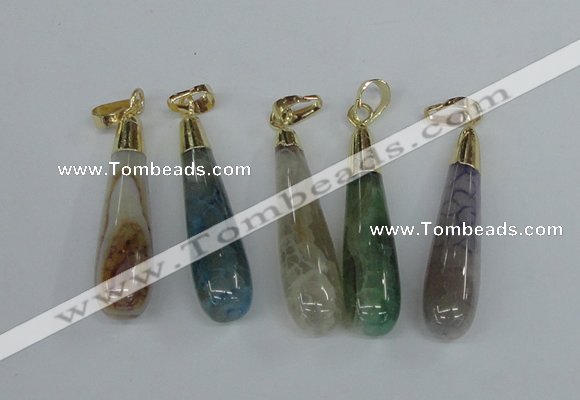 NGP2438 10*40mm teardrop agate gemstone pendants wholesale