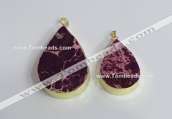 NGP2455 20*30mm - 30*35mm flat teardrop sea sediment jasper pendants