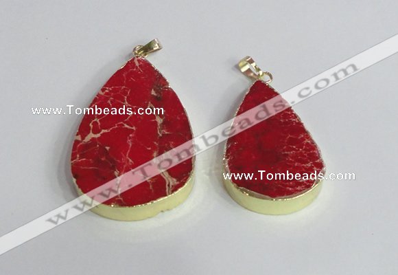 NGP2456 20*30mm - 30*35mm flat teardrop sea sediment jasper pendants