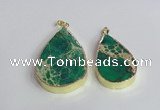 NGP2458 20*30mm - 30*35mm flat teardrop sea sediment jasper pendants