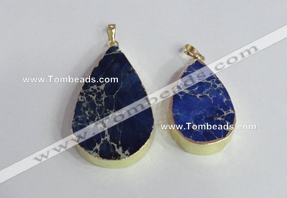 NGP2466 30*40mm - 40*50mm flat teardrop sea sediment jasper pendants