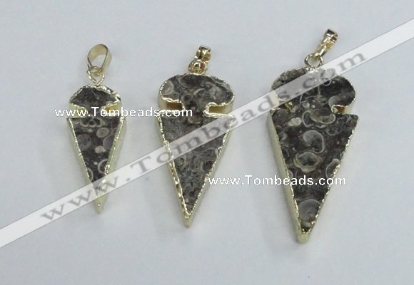 NGP2485 15*30mm - 22*40mm arrowhead ammonite gemstone pendants