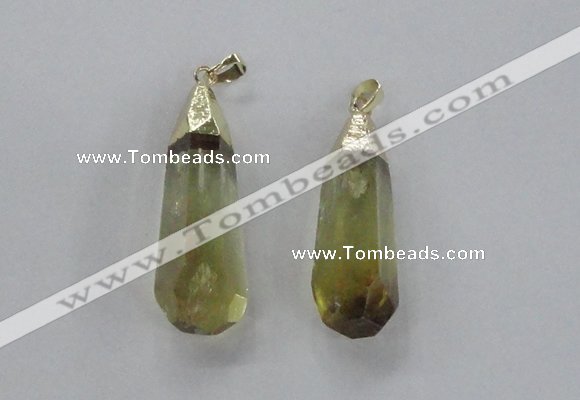 NGP2488 12*45mm - 15*50mm faceted nuggets lemon quartz pendants