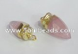 NGP2490 15*30mm - 18*40mm cone rose quartz pendants wholesale