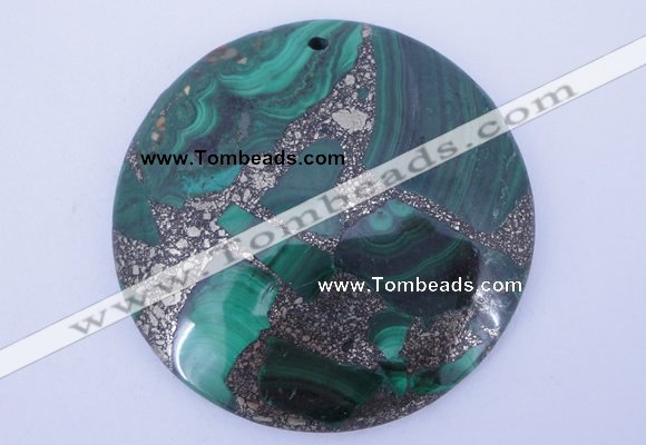 NGP250 7*45mm fashion malachite & pyrite gemstone pendants