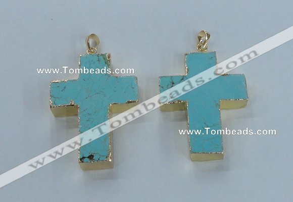 NGP2532 30*40mm - 40*50mm cross turquoise pendants wholesale