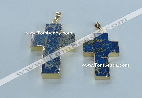 NGP2536 30*40mm - 40*50mm cross sea sediment jasper pendants