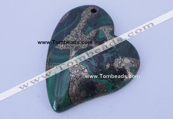 NGP254 41*50mm fashion malachite & pyrite gemstone pendants