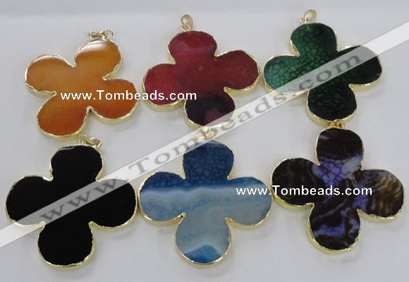 NGP2546 53*53mm - 56*56mm flower agate gemstone pendants