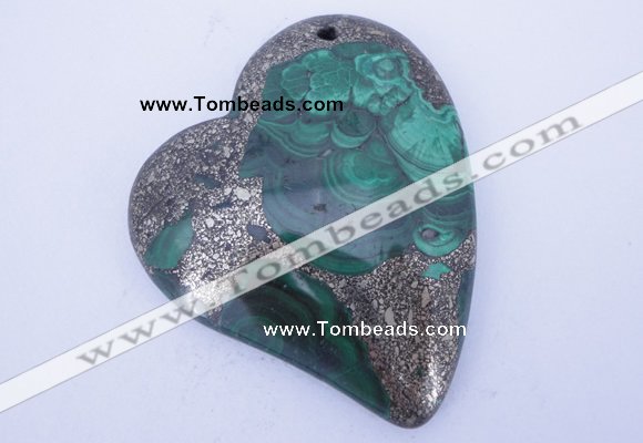 NGP255 41*50mm fashion malachite & pyrite gemstone pendants