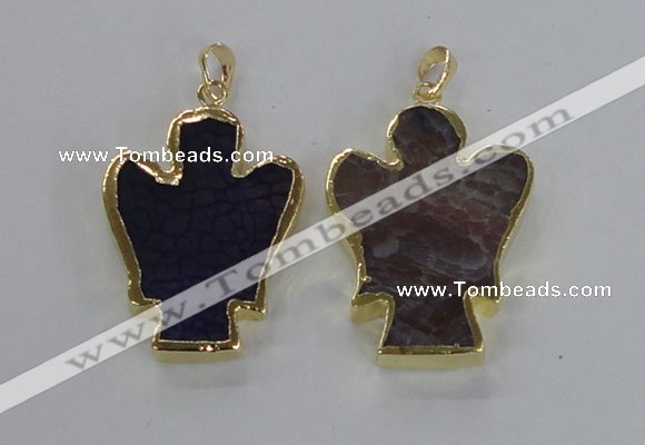 NGP2579 30*40mm angel agate gemstone pendants wholesale