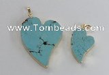 NGP2604 40*50mm - 50*70mm heart turquoise pendants wholesale