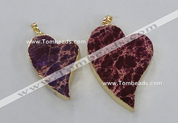 NGP2606 40*50mm - 50*70mm heart sea sediment jasper pendants