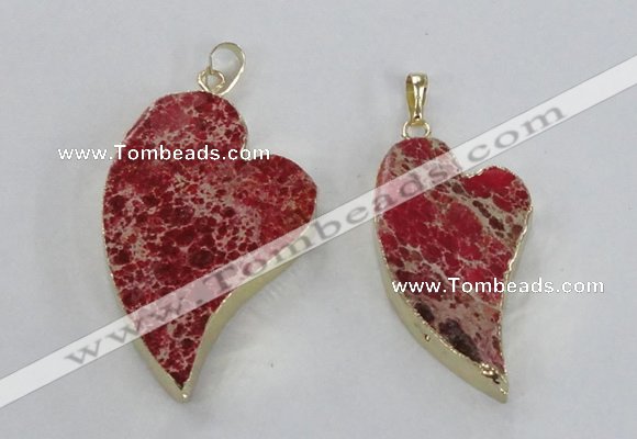 NGP2607 40*50mm - 50*70mm heart sea sediment jasper pendants