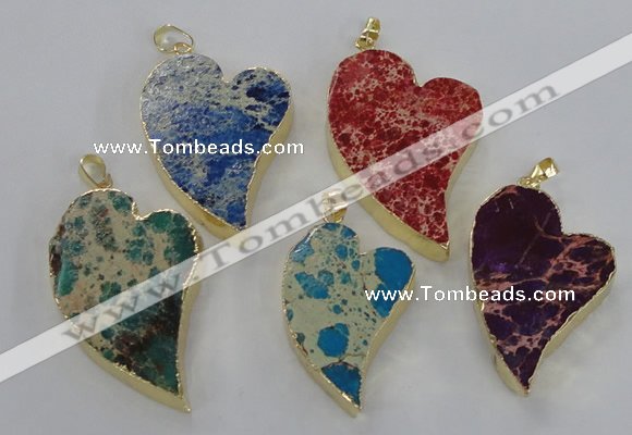 NGP2611 40*50mm - 50*70mm heart sea sediment jasper pendants