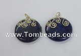 NGP2622 40mm flat round lapis lazuli gemstone pendants wholesale