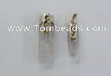 NGP2632 12*35mm - 15*40mm sticks white crystal & amethyst pendants