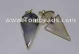 NGP2645 25*48mm - 28*54mm arrowhead agate pendants wholesale