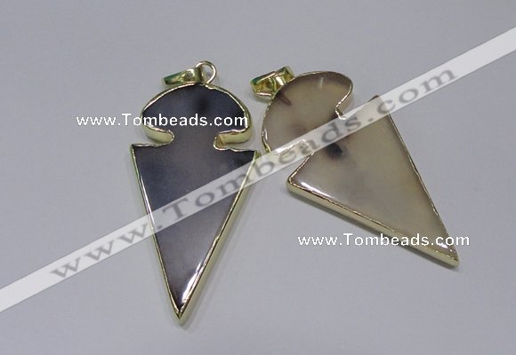 NGP2645 25*48mm - 28*54mm arrowhead agate pendants wholesale