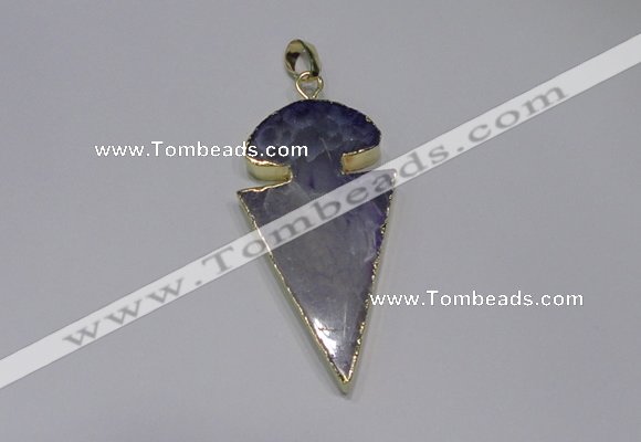 NGP2647 25*48mm - 28*54mm arrowhead agate pendants wholesale