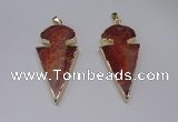 NGP2648 25*48mm - 28*54mm arrowhead agate pendants wholesale