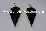 NGP2651 25*48mm - 28*54mm arrowhead agate pendants wholesale