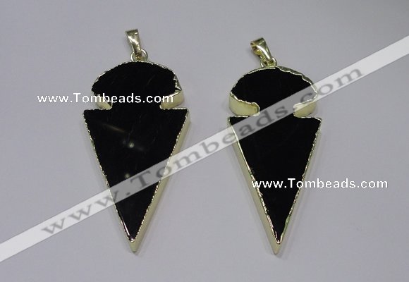 NGP2651 25*48mm - 28*54mm arrowhead agate pendants wholesale