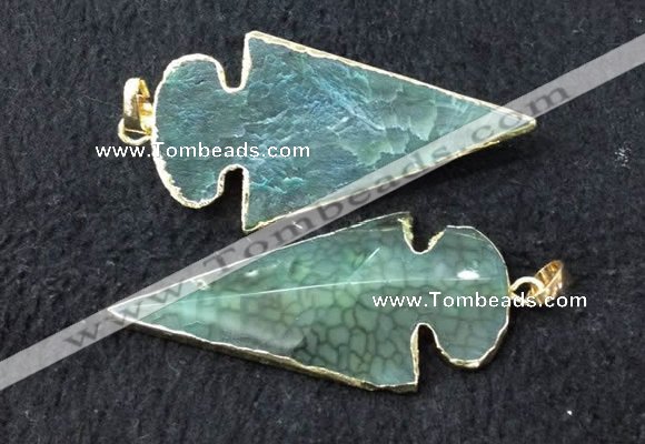 NGP2659 24*53mm - 26*55mm arrowhead agate pendants wholesale