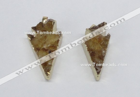 NGP2683 18*35mm - 25*45mm arrowhead druzy citrine pendants