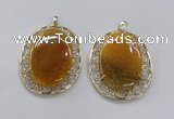 NGP2755 50*60mm oval agate gemstone pendants wholesale