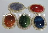 NGP2760 50*60mm oval agate gemstone pendants wholesale