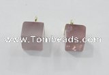 NGP2781 10*12mm - 12*14mm cube rose quartz gemstone pendants