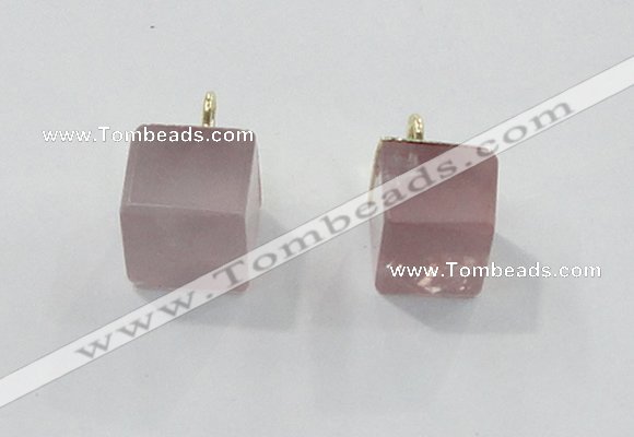 NGP2781 10*12mm - 12*14mm cube rose quartz gemstone pendants