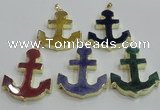 NGP2789 40*50mm anchor agate gemstone pendants wholesale