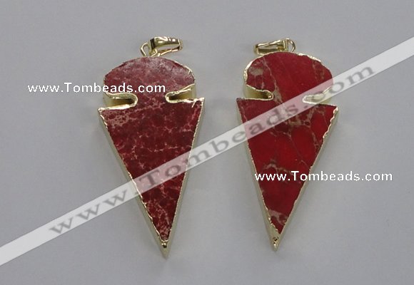 NGP2820 25*50mm - 27*55mm arrowhead sea sediment jasper pendants