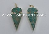 NGP2822 25*50mm - 27*55mm arrowhead sea sediment jasper pendants