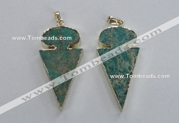 NGP2822 25*50mm - 27*55mm arrowhead sea sediment jasper pendants