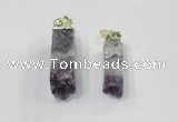 NGP2841 12*40mm - 14*50mm sticks druzy amethyst gemstone pendants