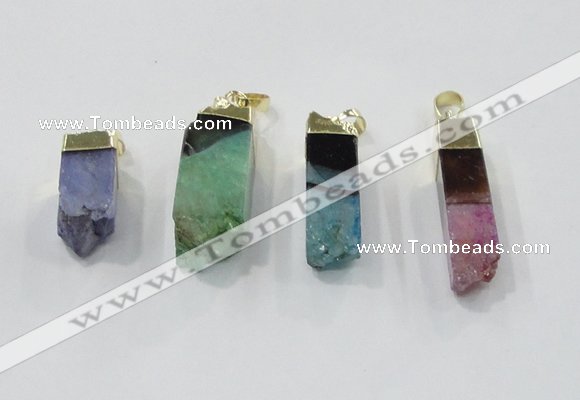 NGP2849 8*20mm - 12*40mm sticks druzy agate gemstone pendants