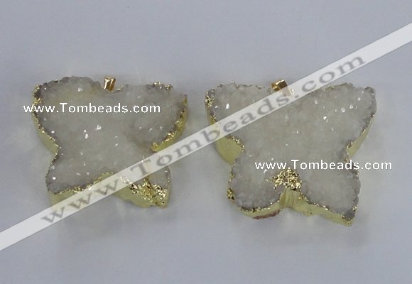 NGP2870 40*50mm - 45*55mm butterfly druzy agate pendants wholesale