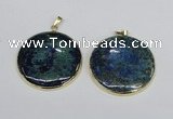 NGP2930 40*42mm flat round chrysocolla gemstone pendants